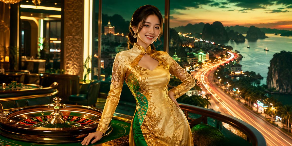 Trò chơi roulette tại Hạ Long với người chơi trong trang phục áo dài truyền thống